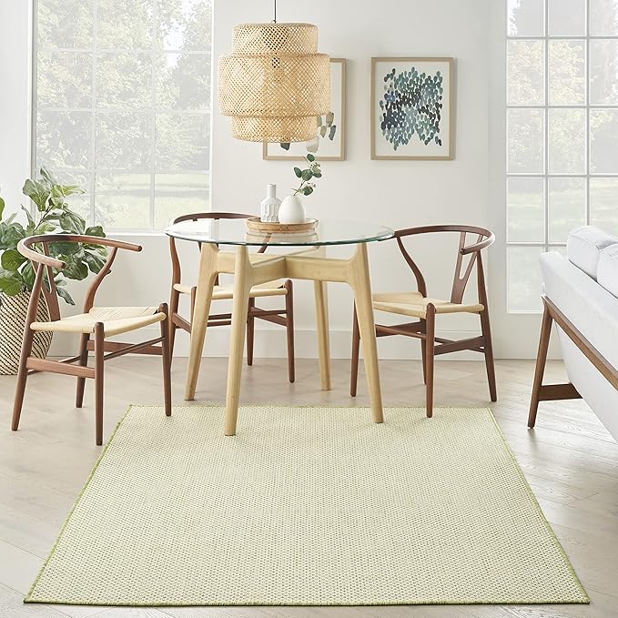 Nourison Home Courtyard 48" x 72" Fabric Indoor/Outdoor Rug in Ivory Green