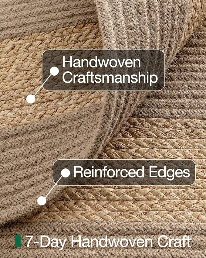 LUMI Jute Runner Rug Non Slip for Hallway, 2'x7' Natural Rustic Carpet No Shedding, Farmhouse Braided Area Mat Indoor High Traffic for Living Room, Entryway, Kitchen, Laundry