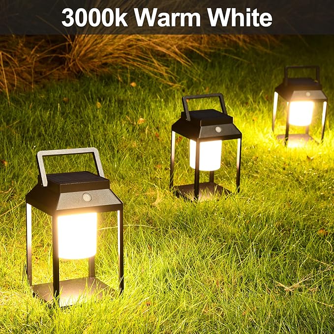 BRIMMEL Solar Outdoor Lantern Aluminum LED Portable Rechargeable Table Lamp 35W 3000K Outdoor Nightstand Lamp IP44 Waterproof Cordless Touch Control USB Solar 2 in 1 Hand Light for Patio, Black