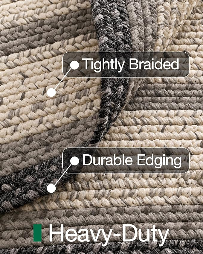 LUMI Runner Rug Non Slip for Hallway, 3'x7' Natural Rustic Carpet No Shedding, Farmhouse Braided Area Mat Indoor High Traffic for Living Room, Entryway, Kitchen, Laundry