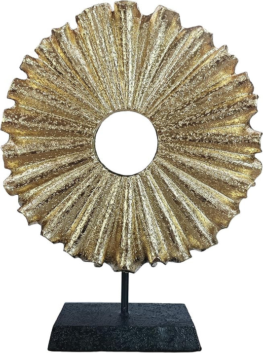 LAIKEARTS Modern Abstract Round Decorative Sculpture, Dining Living Room Desk Decor,Geometric Home Decor Statues,Shelf Top Decor Aesthetics, Coffee Tables or Office Shelves（Golden）