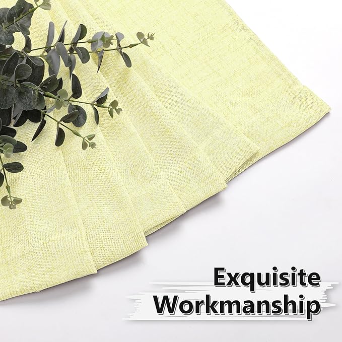 Tollpiz Linen Curtains Bedroom Rod Pocket Semi Sheer Curtain Burlap Light Filtering Thick Linen Drapes for Living Room, 54 x 84 inches Long, Cream Yellow, Set of 2 Panels