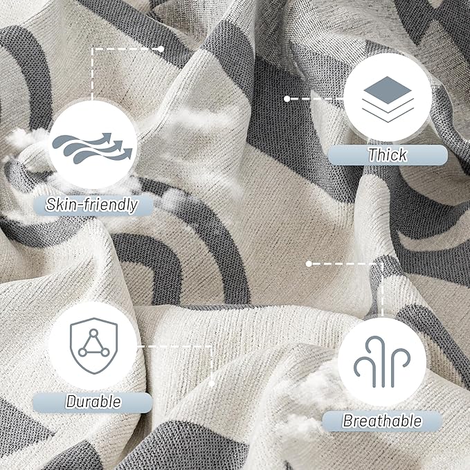 MYSKY HOME Couch Cover for Sectional Sofa Set for Dog Cat Pets Couch Cover 3 Cushion Couch Sofa Chenille Boho Geometric Furniture Sofa Cover Washable Couch Protector Multi-Use Throw Blanket, 71" X134"