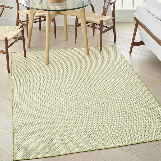 Nourison Home Courtyard 48" x 72" Fabric Indoor/Outdoor Rug in Ivory Green