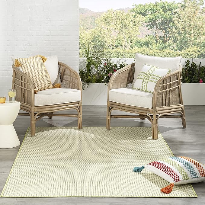 Nourison Home Courtyard 48" x 72" Fabric Indoor/Outdoor Rug in Ivory Green